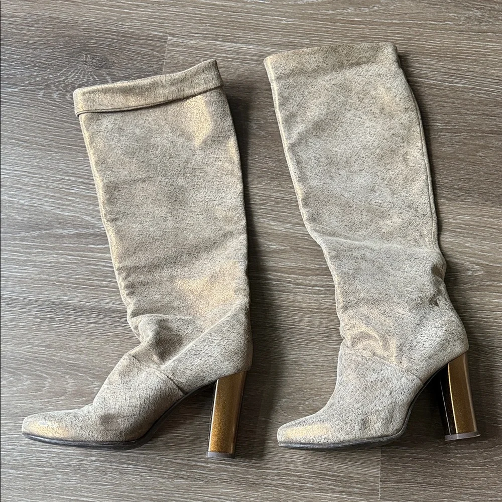 Made in Italy William Massimi Elegant Tan Gold Knee-High Women's Boots